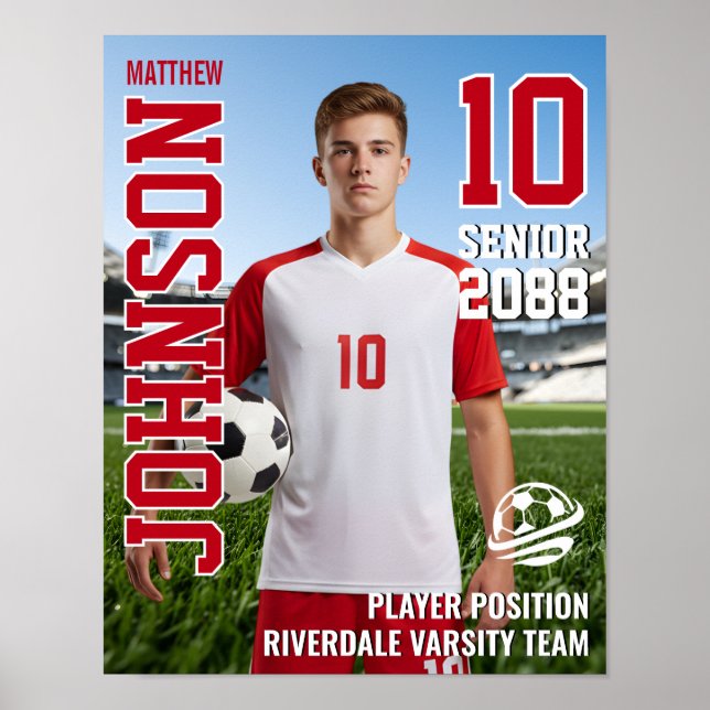 Soccer Team Senior Night Photo Custom Sports Poster (Front)
