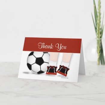 Soccer Thank You Card In Red by mybabybundles at Zazzle