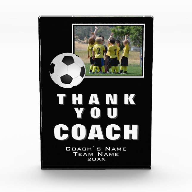 Soccer Thank you Coach Team Photo Acrylic Award (Front)