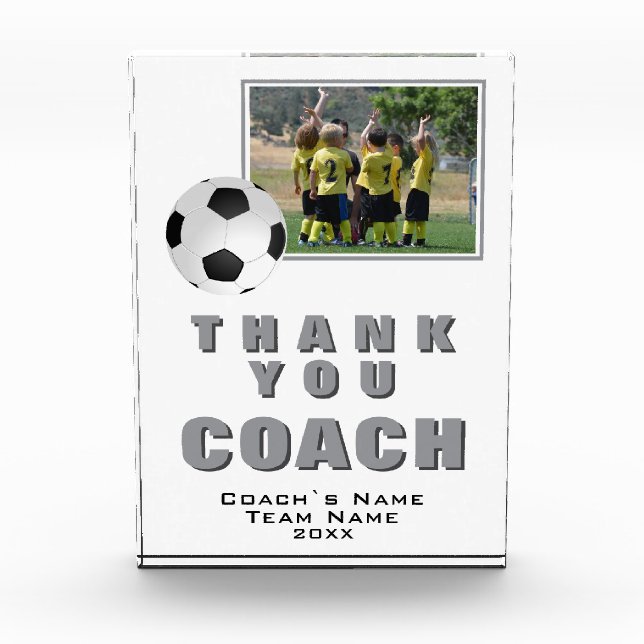 Soccer Thank you Coach Team Photo Acrylic Award (Front)