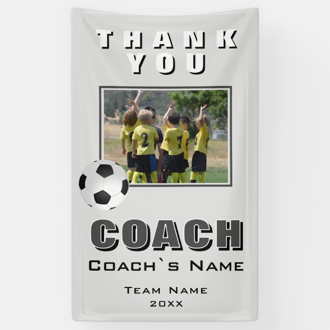 Soccer Thank you Coach Team Photo  Banner (Vertical)