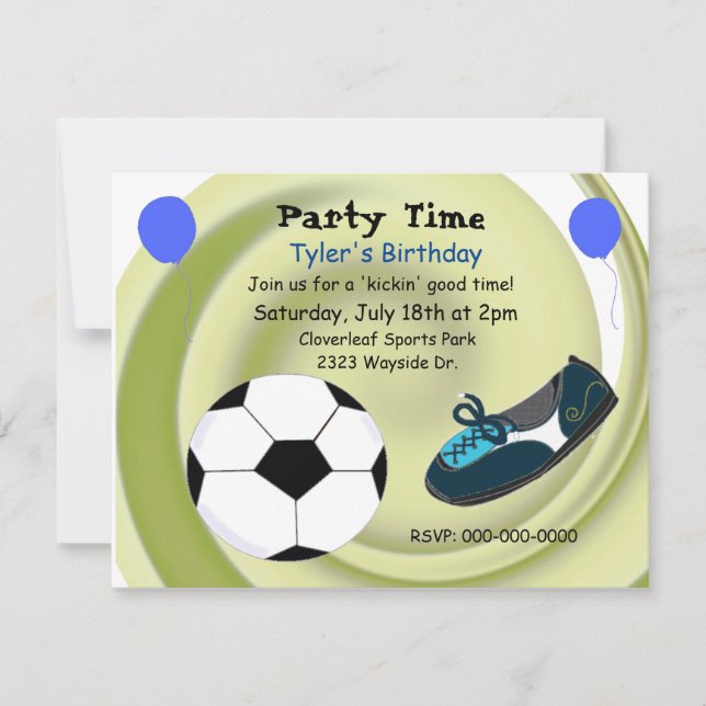 Soccer Theme Birthday Party Invitation (Front)