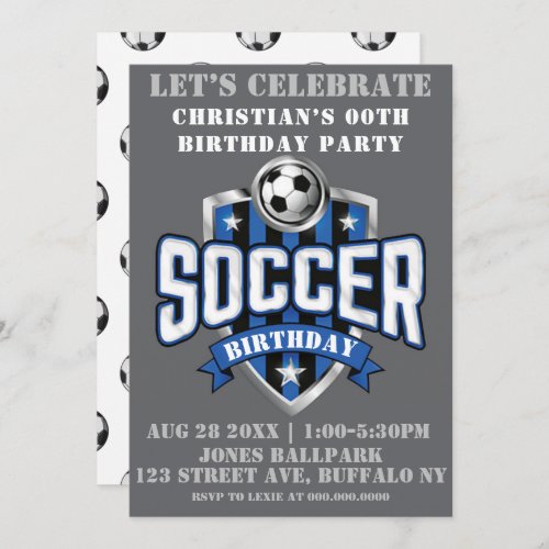 Soccer Theme Birthday Party Invitations