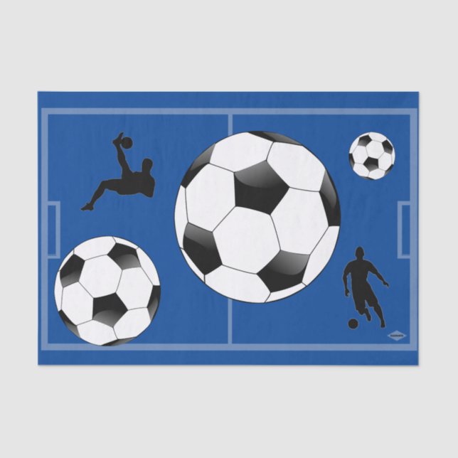 Soccer Theme Gift Tissue Paper Blue HAMbyWG (Front)