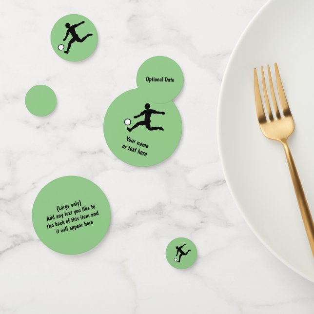 Soccer Theme - Player Kicking Ball on Green Confetti (Group)
