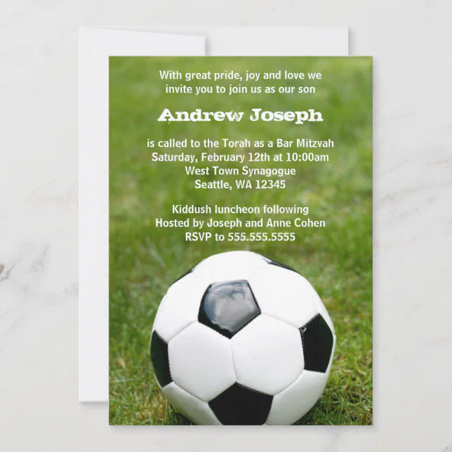 Soccer Themed Bar Mitzvah Invitation | Zazzle