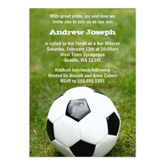 soccer themed bar mitzvah invitation zazzle com