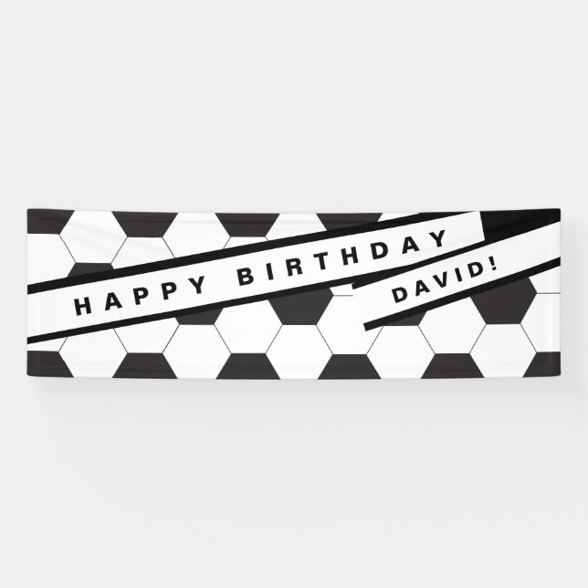 Soccer Themed Birthday Party Banner | Add Name (Horizontal)