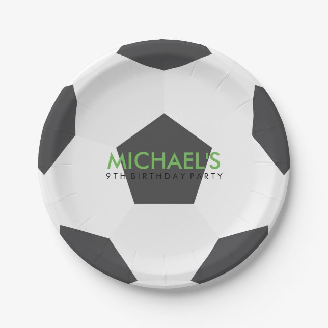 Soccer Themed Birthday Party Paper Plates (Front)