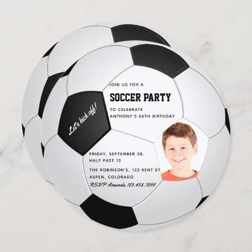 Soccer themed Birthday Party photo invitation