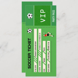 Soccer themed Birthday Party Ticket Entrance Invitation