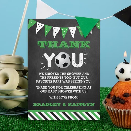 Soccer Themed Co_ed Baby Shower Thank You Card