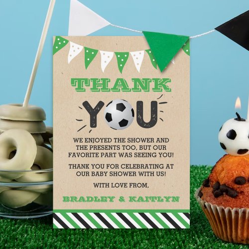 Soccer Themed Co_ed Baby Shower Thank You Card