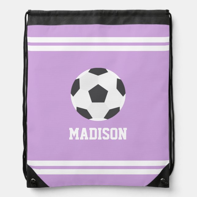 Soccer Themed Personalized Kids Drawstring Bag (Front)