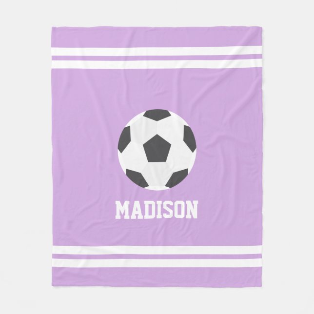 Soccer Themed Personalized Kids Fleece Blanket (Front)