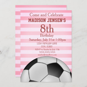 Soccer Themed Sports Girl's Birthday Invitation