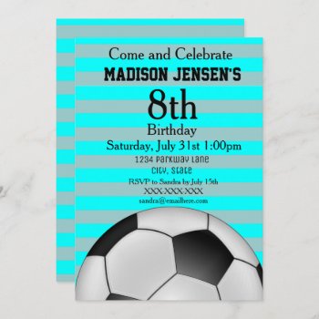Soccer Themed Sports Girl's Birthday Invitation by TheShirtBox at Zazzle