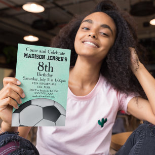 Soccer Themed Sports Girl's Birthday Invitation