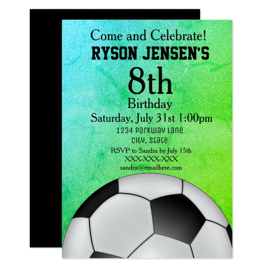 Soccer Themed Sports Kids Birthday Invitations