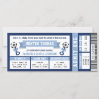 Soccer Ticket Baby Shower Invitation, Blue
