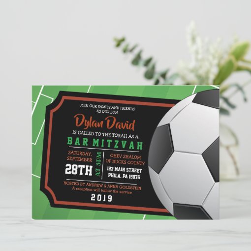 SOCCER TICKET Bar Bat Mitzvah Invitation | Zazzle