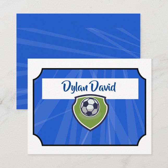 SOCCER TICKET Bar Bat Mitzvah Thank You Card Flat (Front/Back)