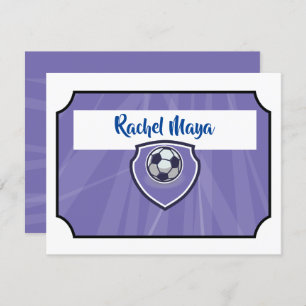 SOCCER TICKET Bat Mitzvah Purple Thank You Flat Invitation