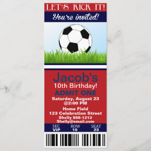 Soccer Ticket birthday invitation customizable