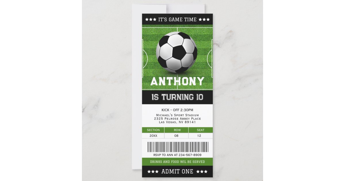 Soccer Ticket Football Ticket Birthday Invitation | Zazzle