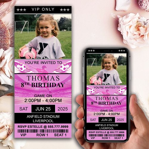 Soccer Ticket for Birthday Party Invitation