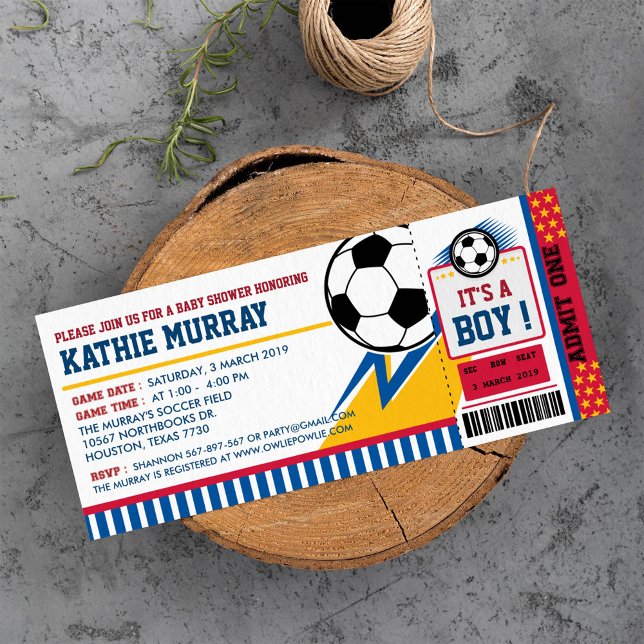 Soccer Ticket Pass Baby Shower Invitation (Creator Uploaded)