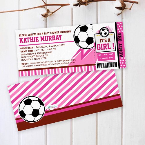 Soccer Ticket Pass Baby Shower Invitation