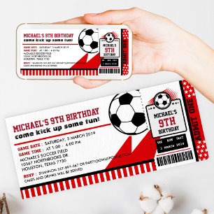 Soccer Ticket Pass Birthday Party Invitation