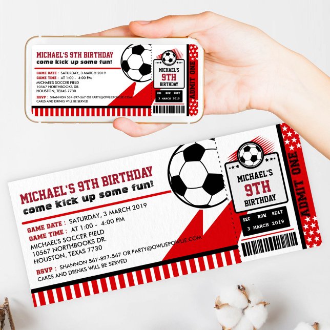 Soccer Ticket Pass Birthday Party Invitation (Creator Uploaded)
