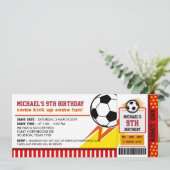 Soccer Ticket Pass Birthday Party Invitation (Standing Front)