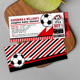 Soccer Ticket Pass Couples Baby Shower Invitation