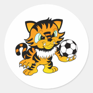 Soccer Tiger Classic Round Sticker
