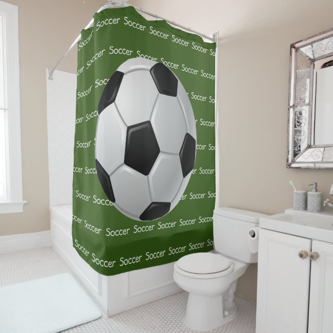 Soccer Tiled Text Design Shower Curtain