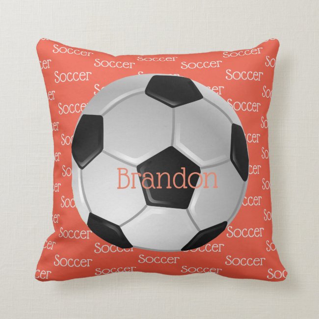 Soccer Tiled Text Design Throw Pillow