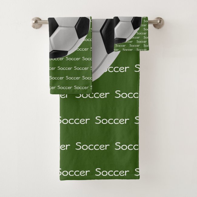 Soccer Tiled Text Design Towel Set