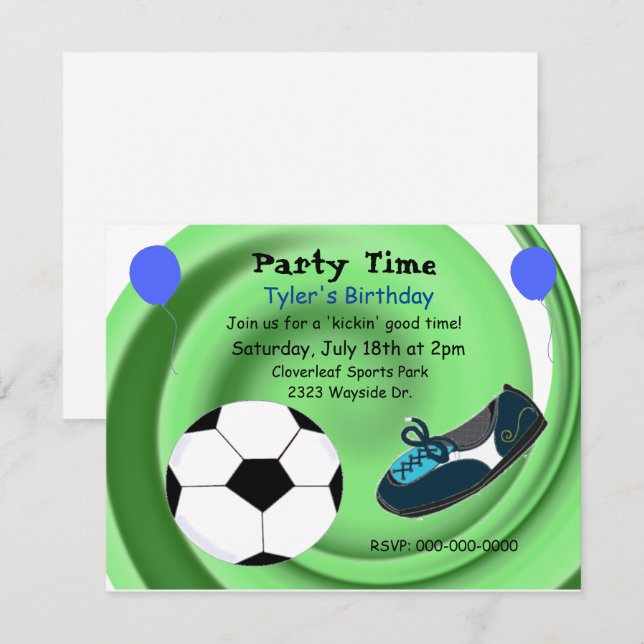 Soccer Time Birthday Party Invitation (Front/Back)
