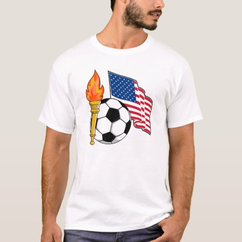 Soccer Torch USA Yello Flag T_Shirt