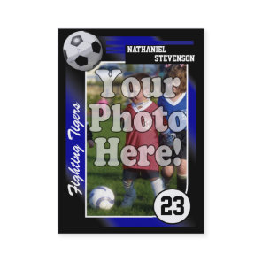 Soccer Trading Card, Blue Lg Business Card Size