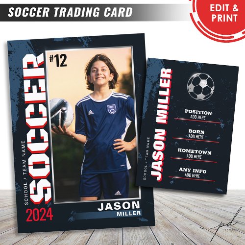 Soccer Trading Card Blue Red Card Soccer Card Gift