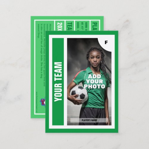 Soccer Trading Card Green _ Add Your Stats