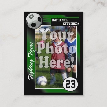 Soccer Trading Card  Green Lg Business Card Size by CustomInvites at Zazzle