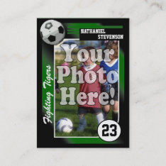 Soccer Trading Card, Green Lg Business Card Size at Zazzle