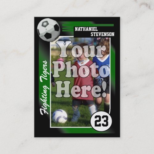 Soccer Trading Card Green Lg Business Card Size