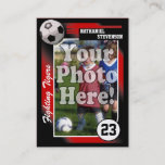 Soccer Trading Card, Red Lg Business Card Size