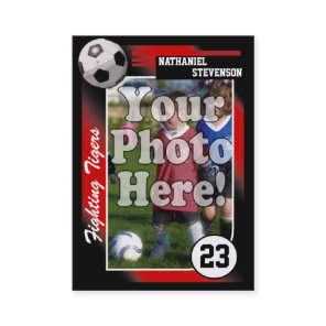 Soccer Trading Card, Red Lg Business Card Size